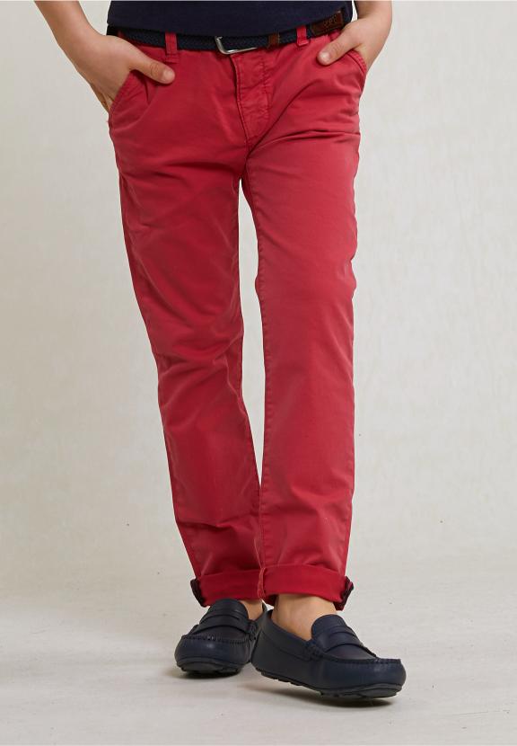 Slim Fit Basic Chino Pants Stretch Bloody Mary - Rouge