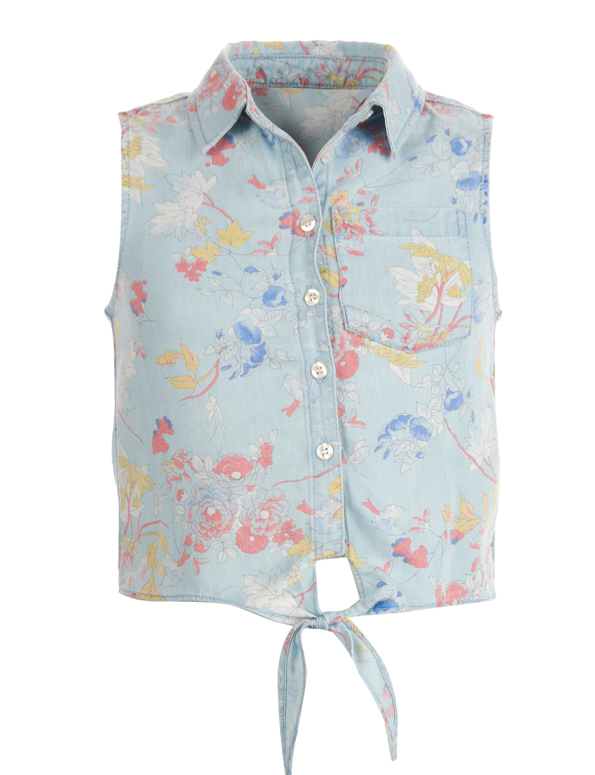 Sleeveless Shirt With Knot Blue