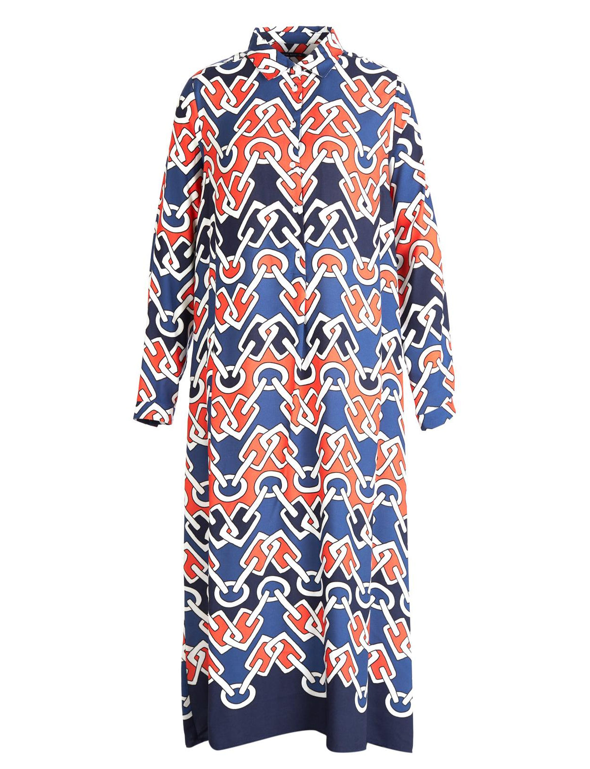Long Viscose Dress In Multi - Meervoudig