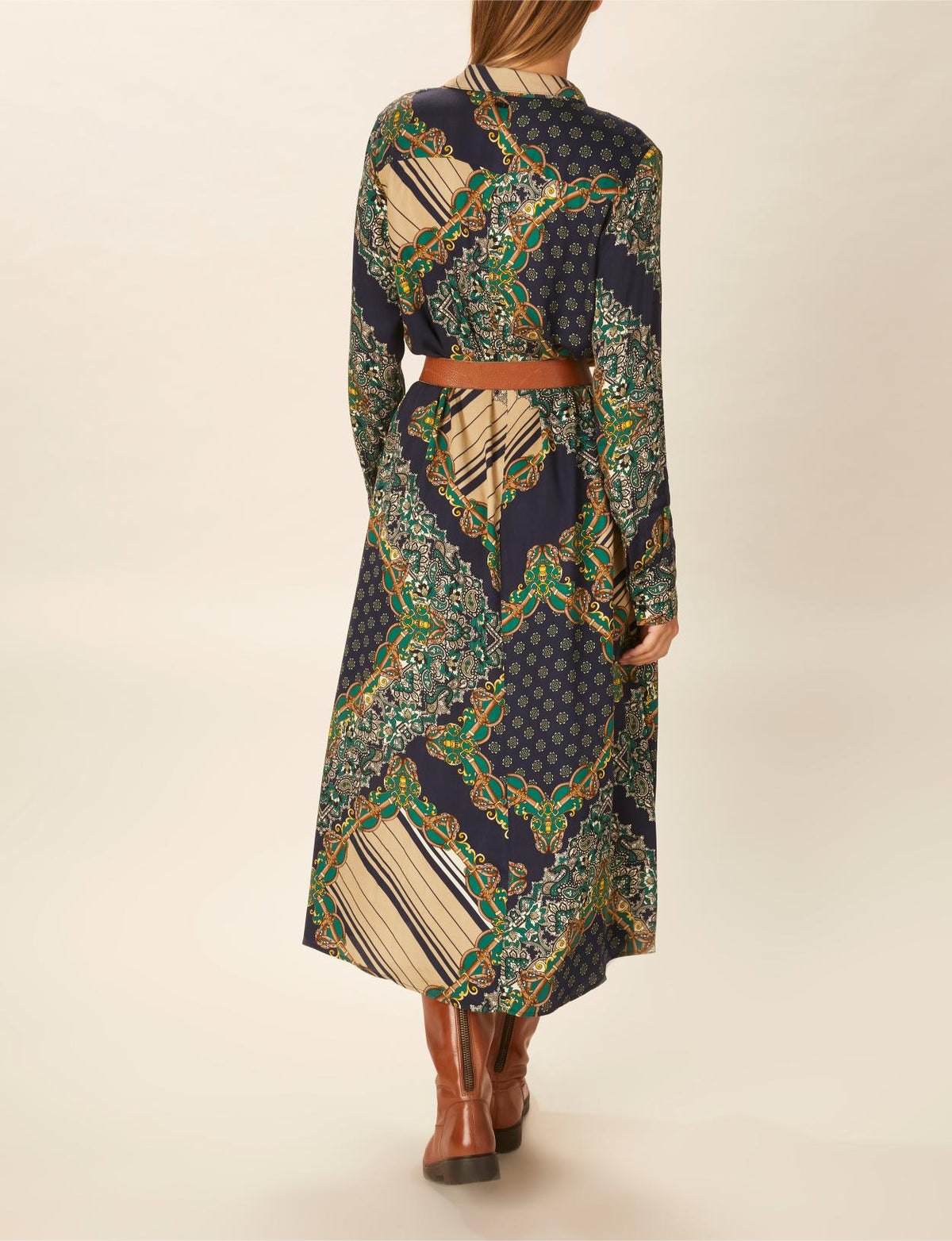 Long Viscose Dress In Blue - Blauw