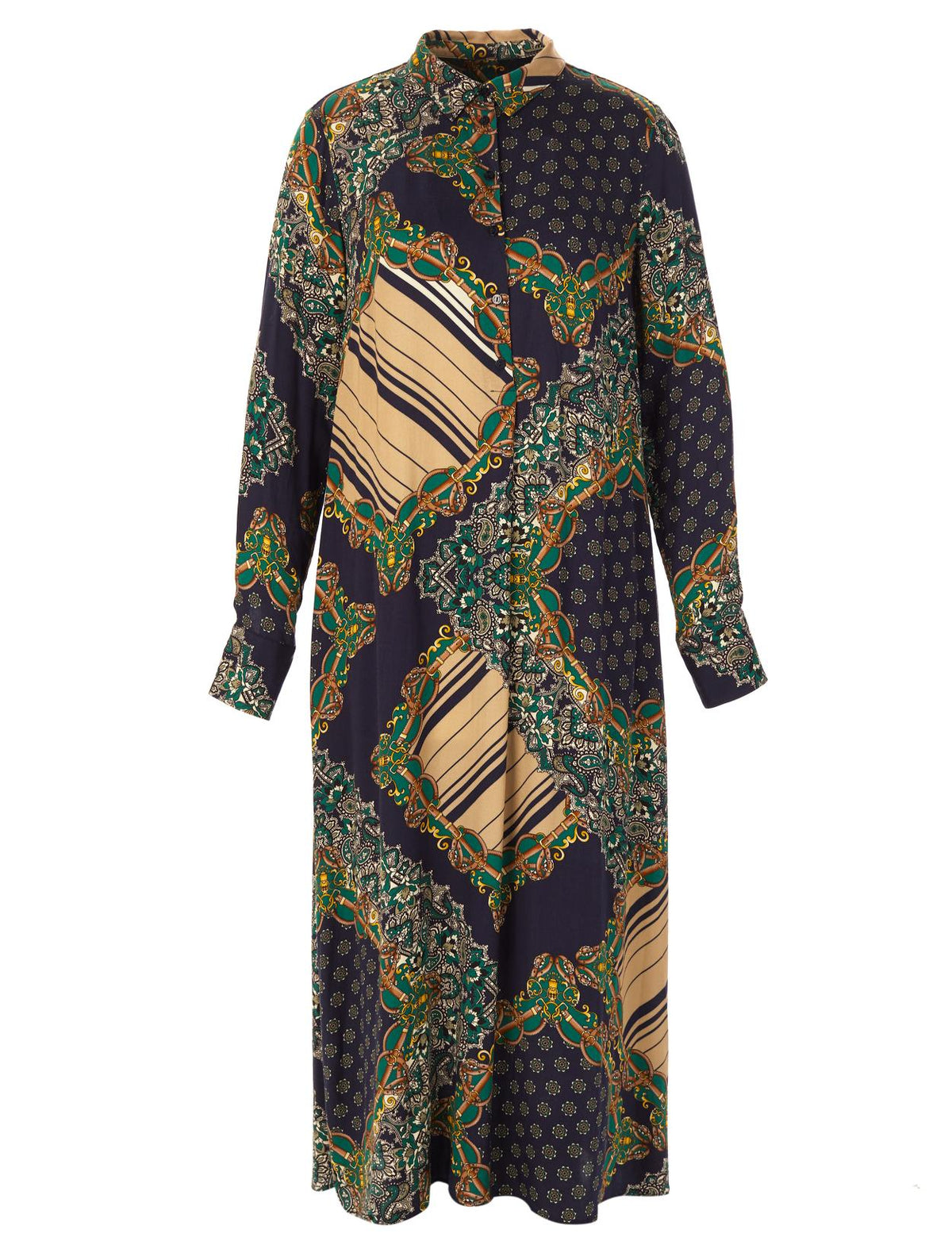 Long Viscose Dress In Blue - Blauw