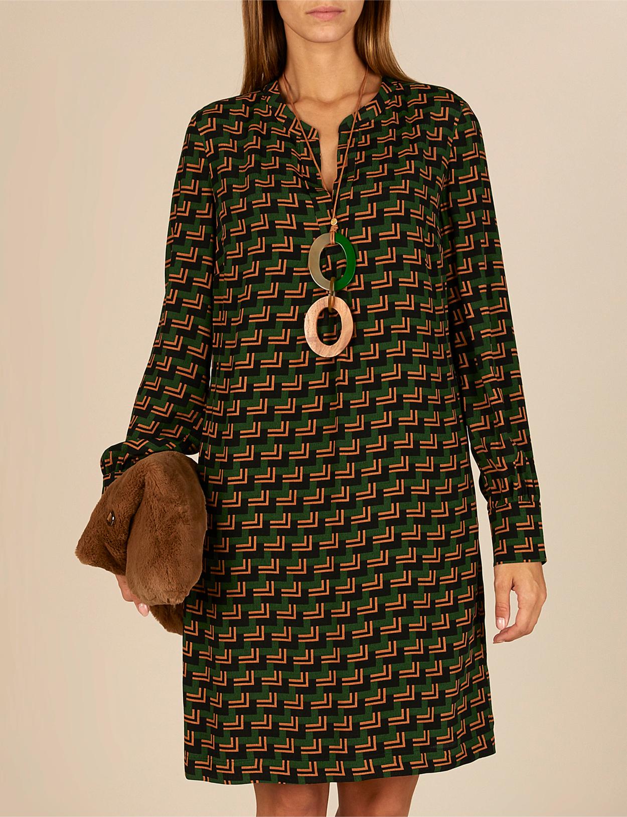 Printed Viscose Dress In Green - Groen