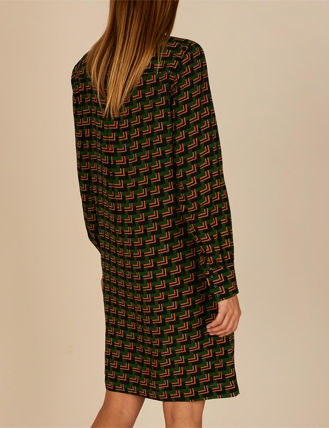 Printed Viscose Dress In Green - Groen