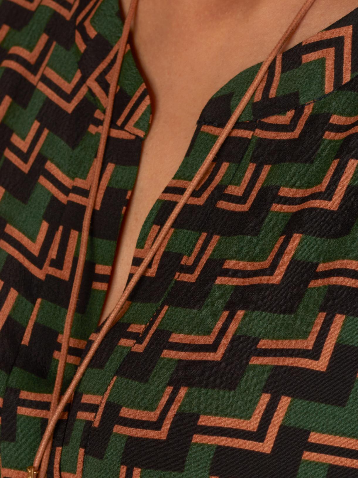 Printed Viscose Dress In Green - Groen