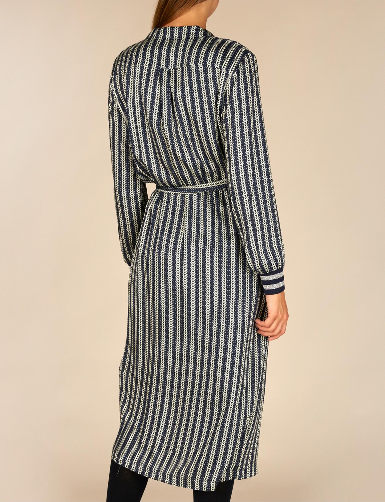 Viscose Dress With Belt In Blue - Blauw
