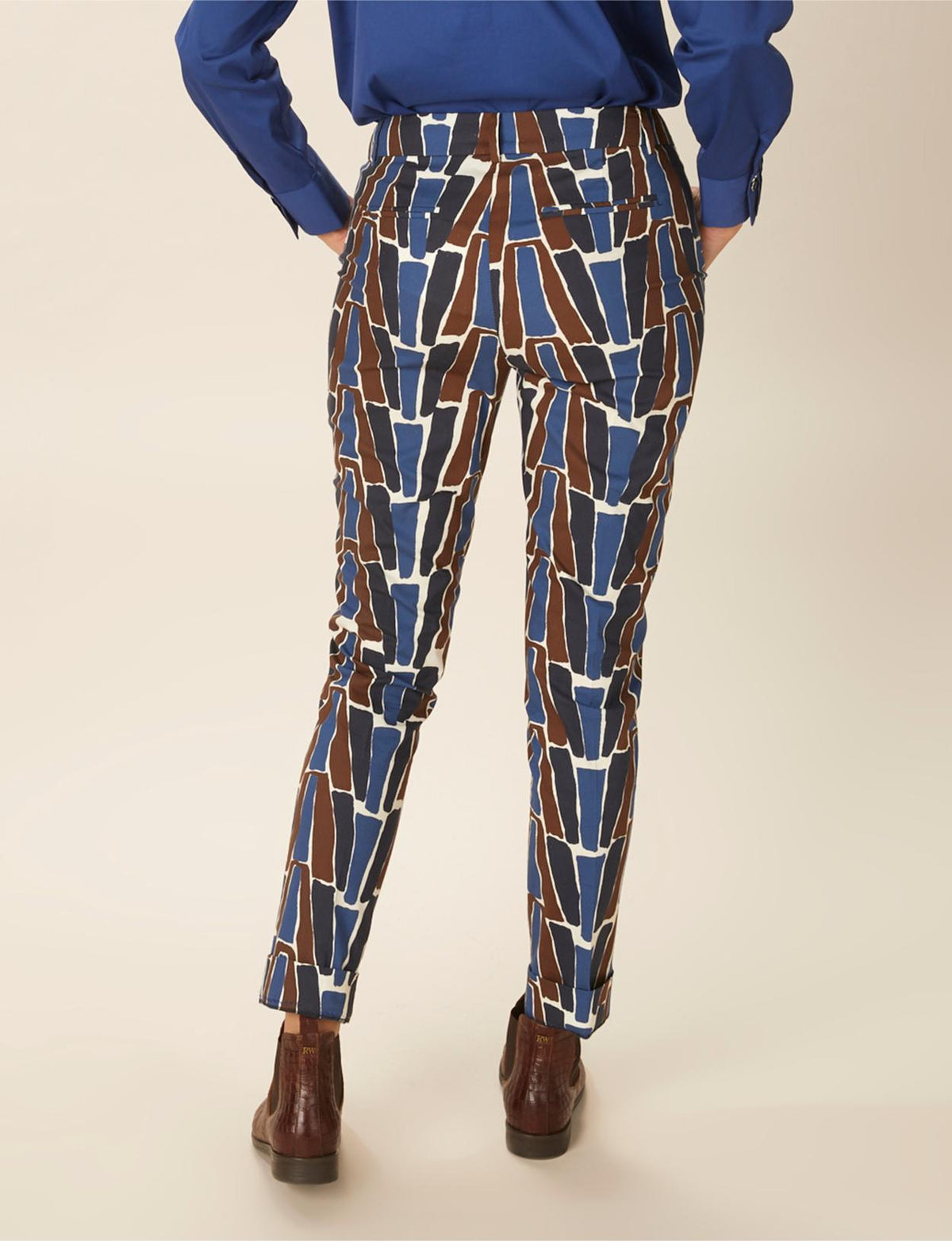 Cotton Chino Pants In Blue - Blauw