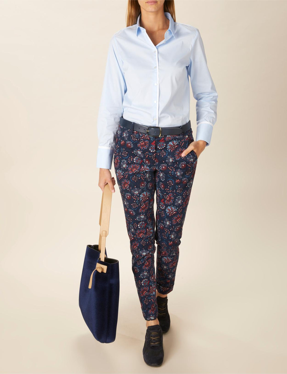 Cotton Chino Pants In Blue - Blauw