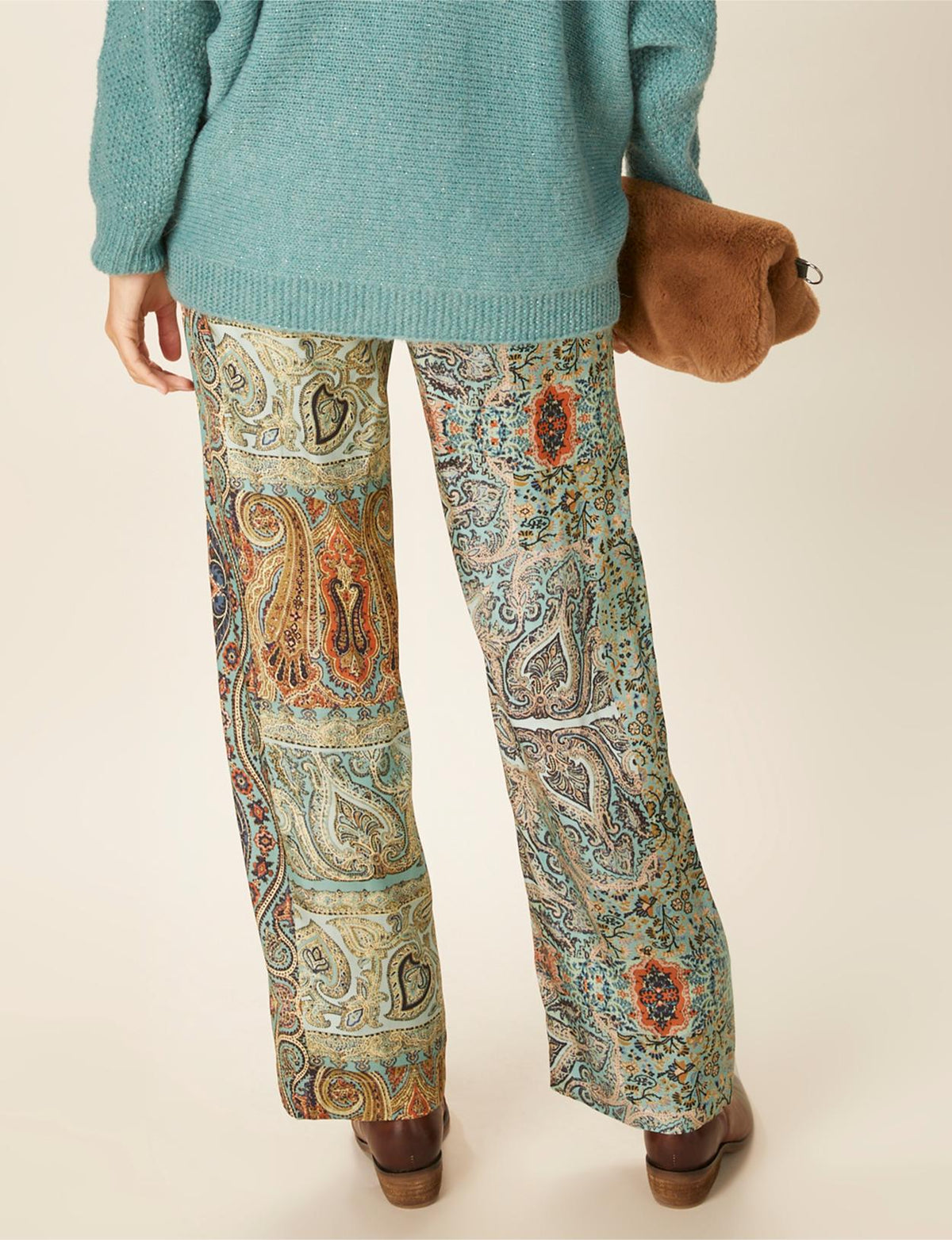 Straight Viscose Pants In Multi - Multi
