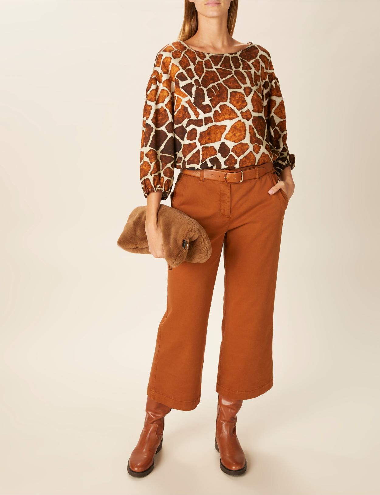 Wide Cotton Pants In Brown - Bruin