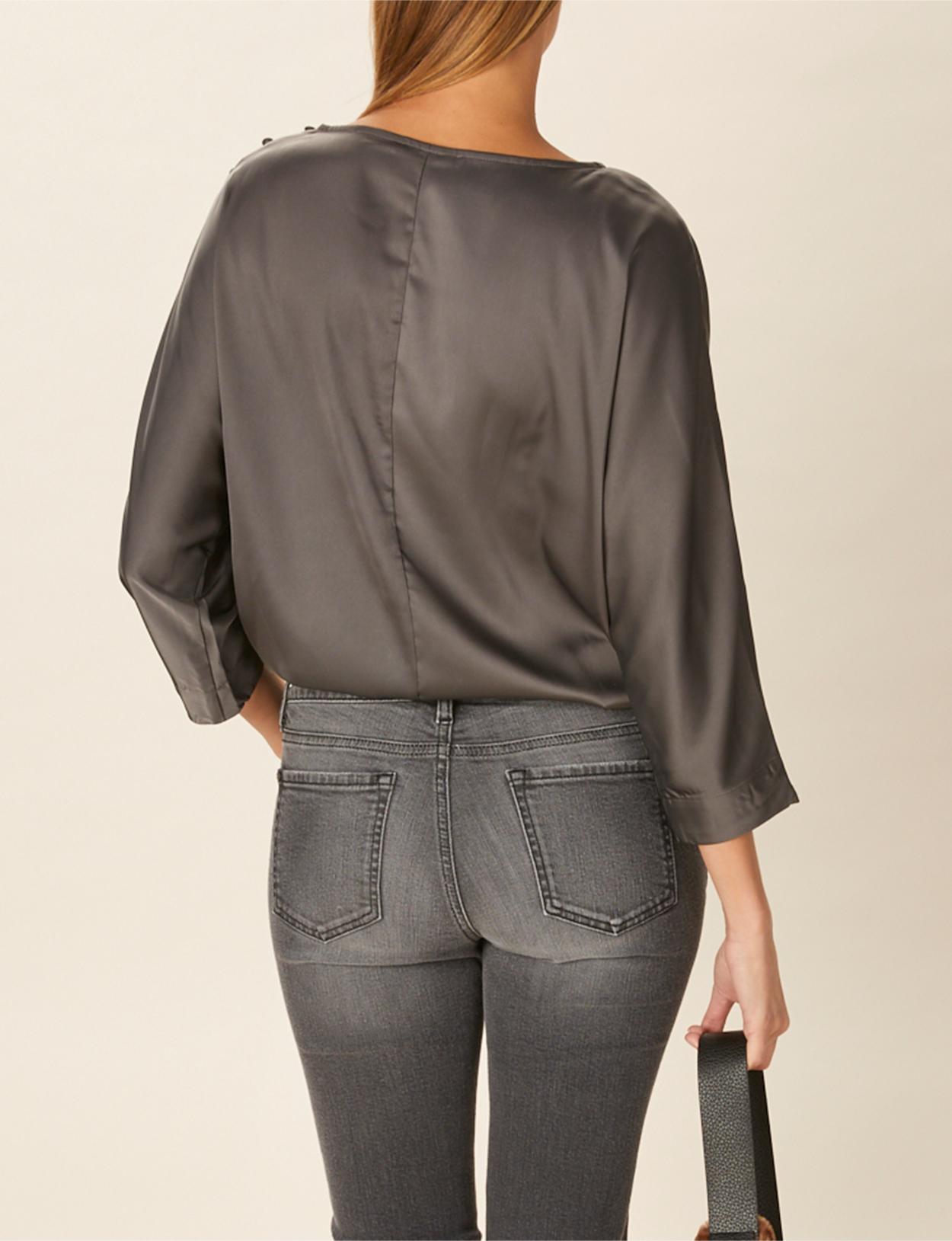 Boat Neck Popover Shirt In Grey - Grijs