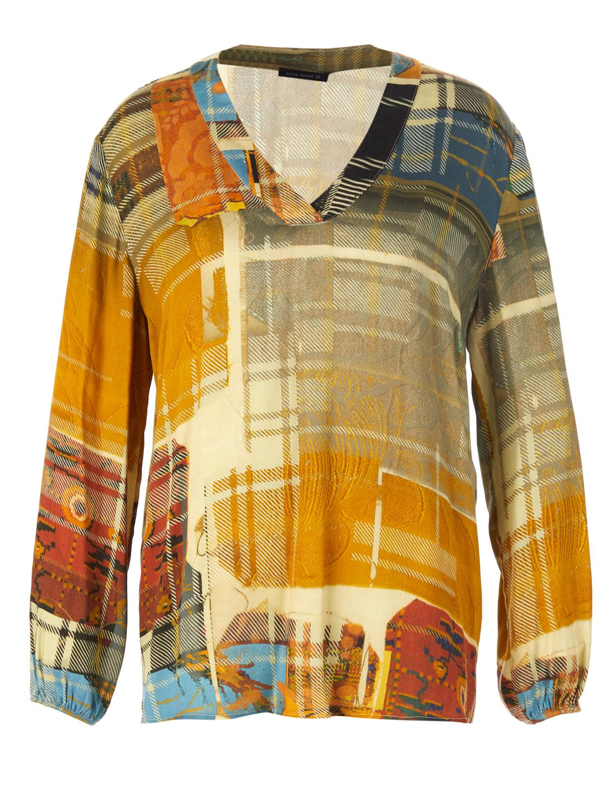 Loose V-Neck Shirt In Multi - Meervoudig
