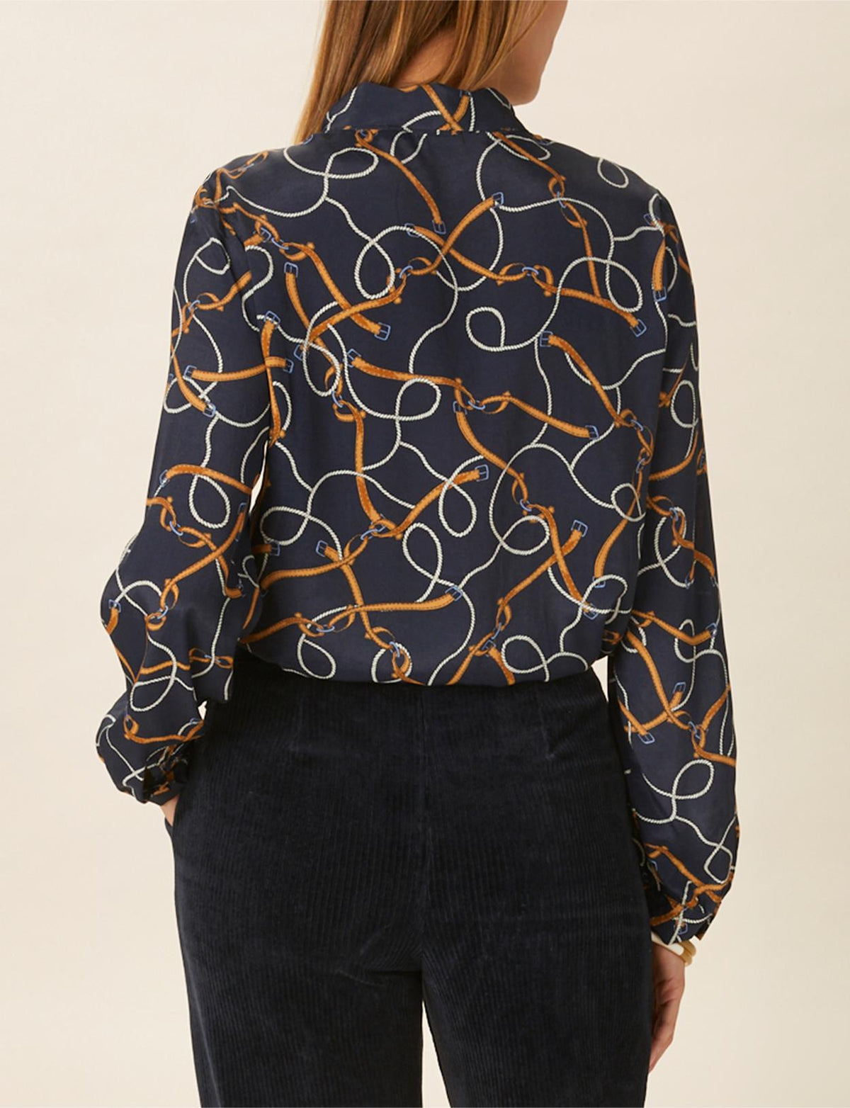 Viscose Scarf Shirt In Blue - Blauw