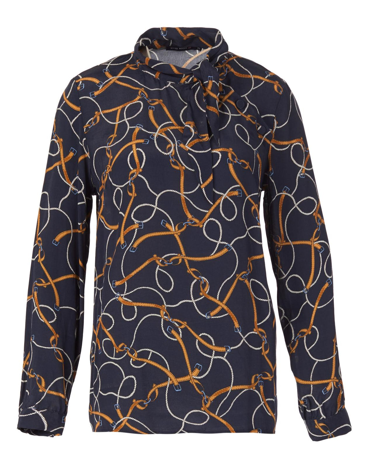 Viscose Sjaalshirt In Blauw - W