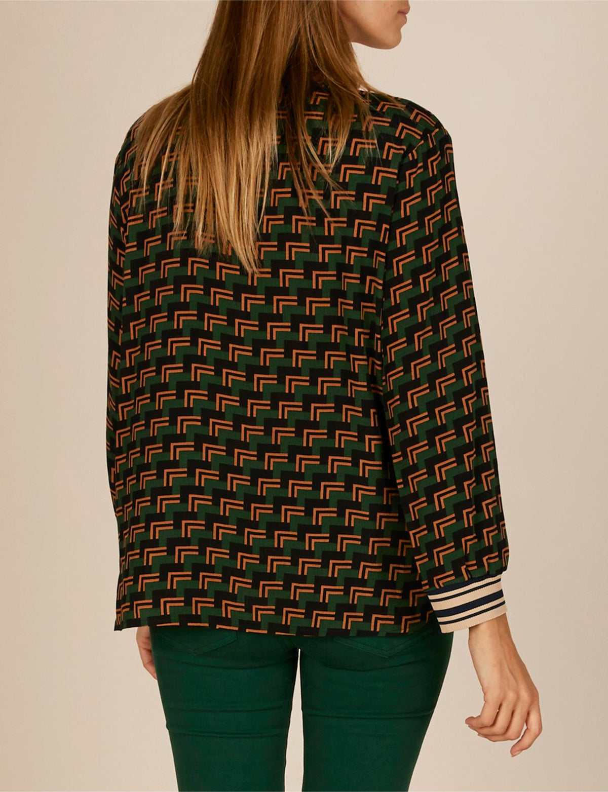 Patterned Popover Shirt In Green - Groen