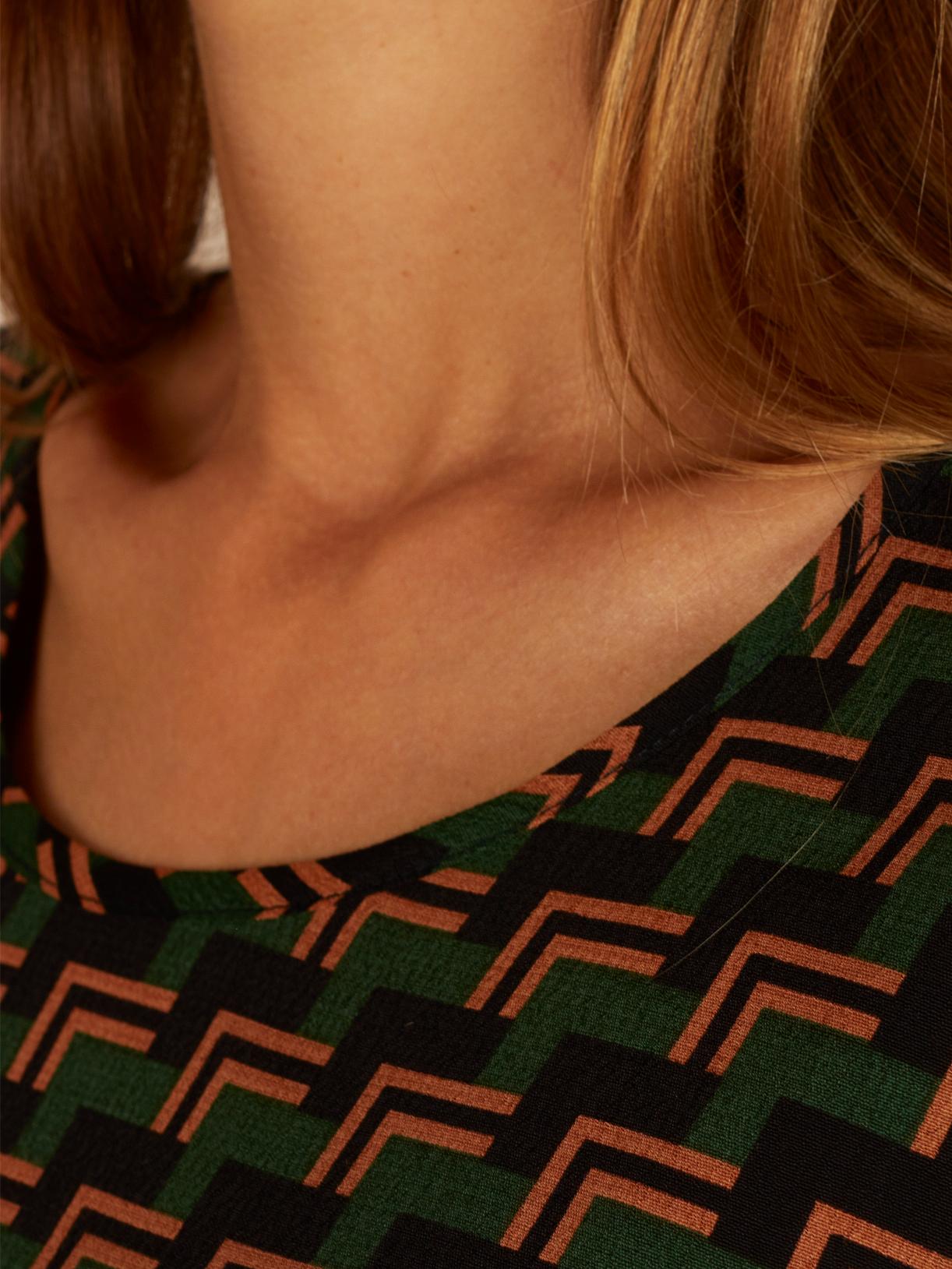 Patterned Popover Shirt In Green - Groen