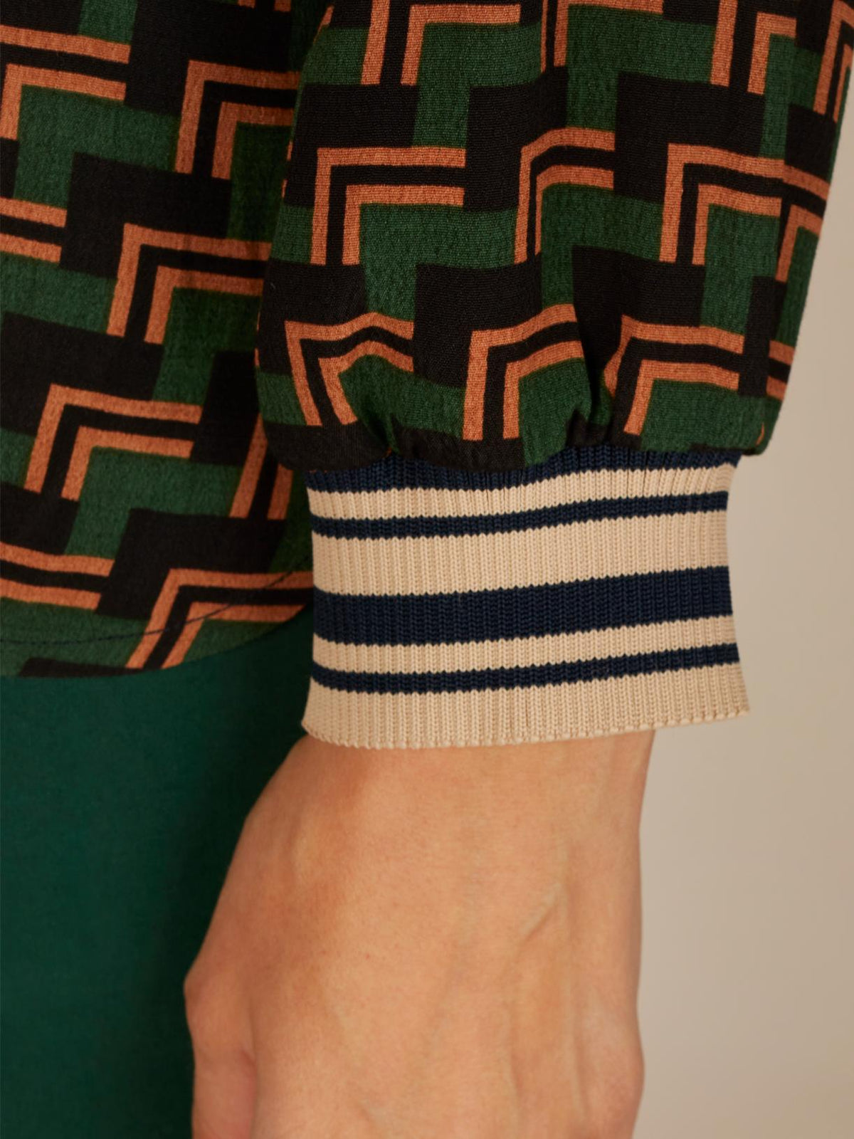 Patterned Popover Shirt In Green - Groen