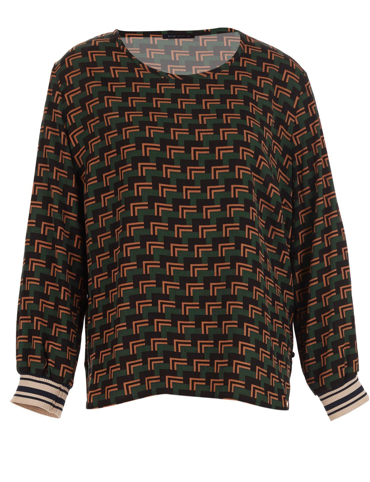 Patterned Popover Shirt In Green - Groen