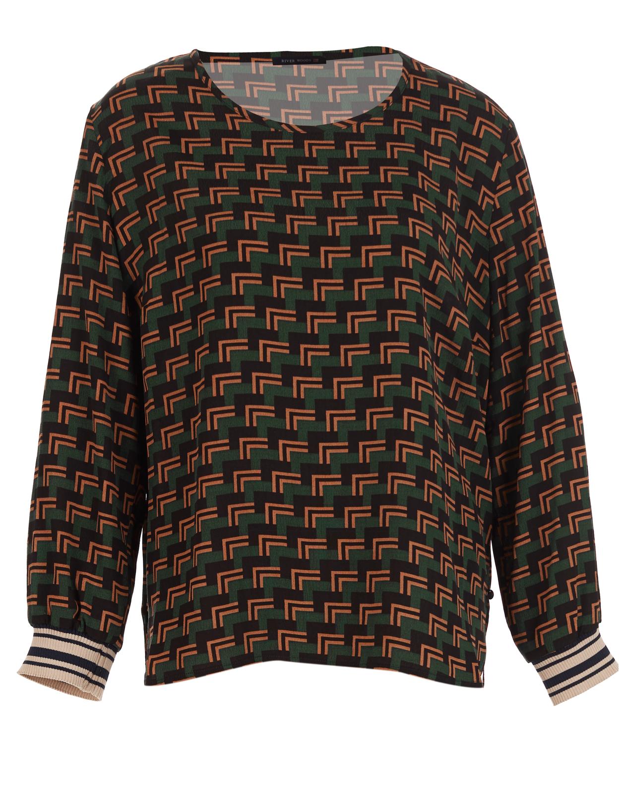 Patterned Popover Shirt In Green - Groen