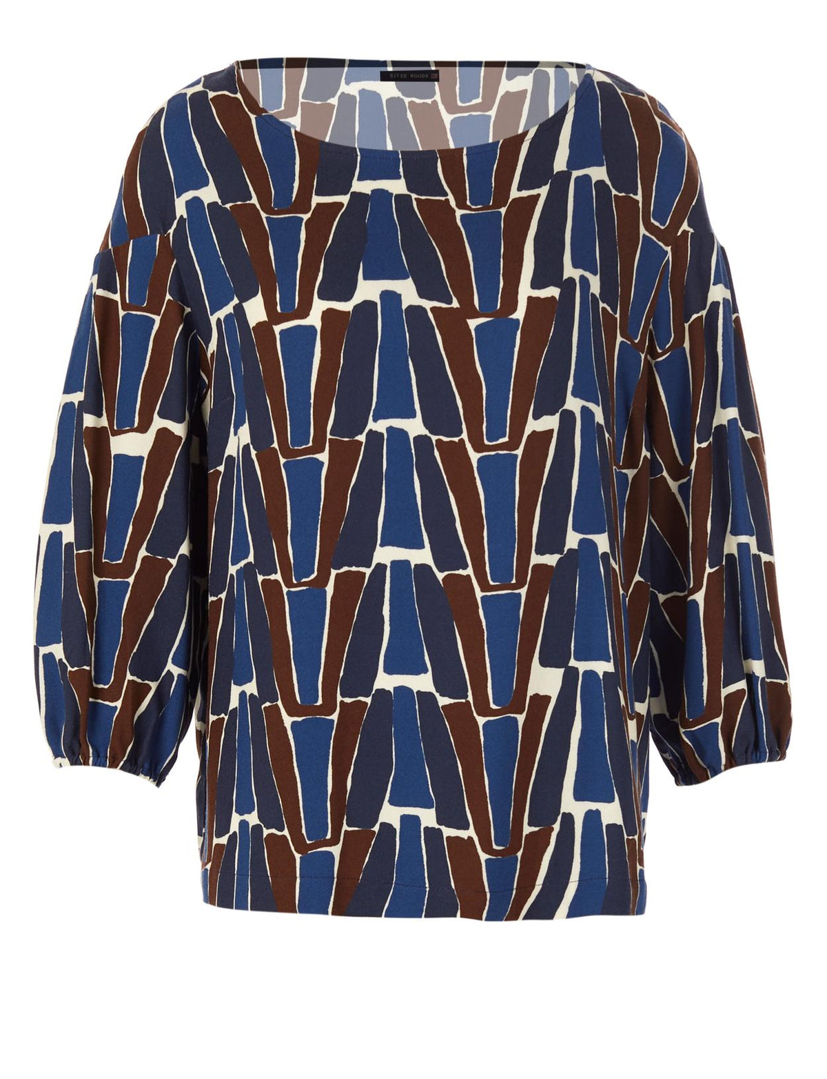 Viscose Balloon Sleeve Shirt In Blue - Blauw