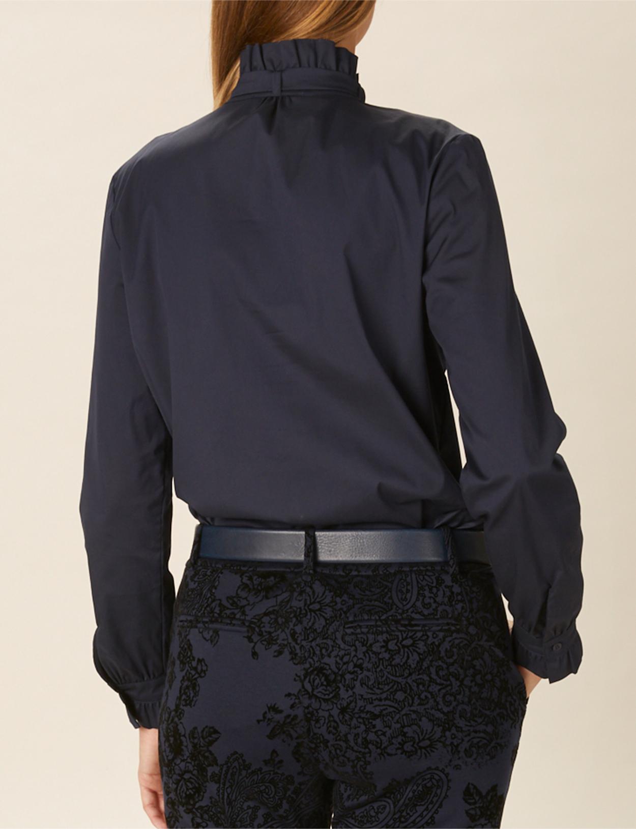 Cotton Bow Tie Shirt In Blue - Bleu