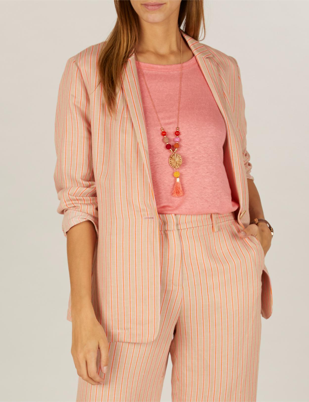 Light Striped Blazer In Brown - W