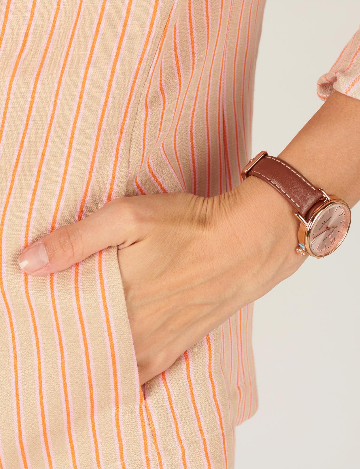 Light Striped Blazer In Brown
