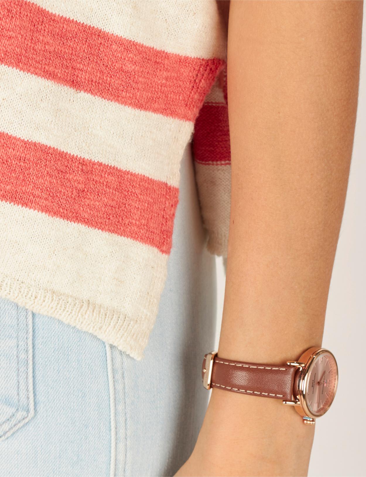 Oversized Striped Pullover In Pink - Roze