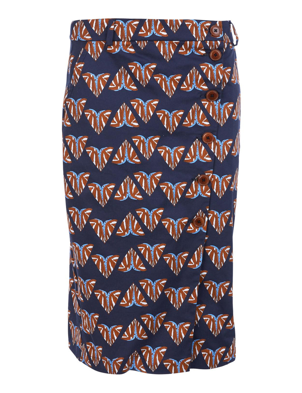 Cotton Pencil Skirt In Blue - Blauw