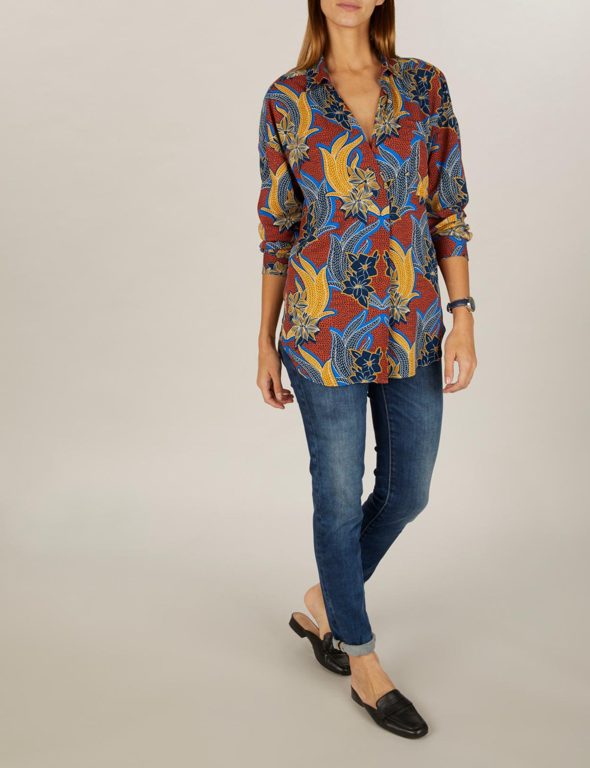 Long Casual Shirt In Blue - Blauw