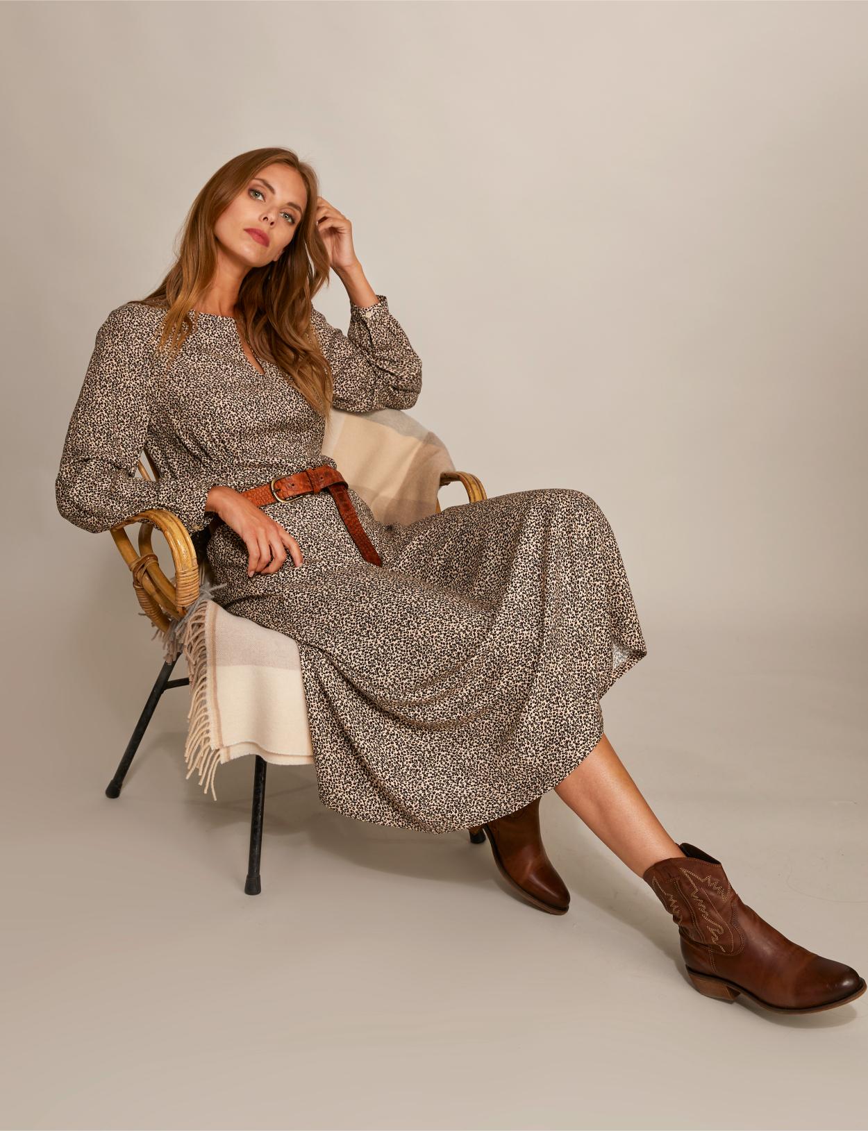 A-Line Viscose Dress In Multi - Multi