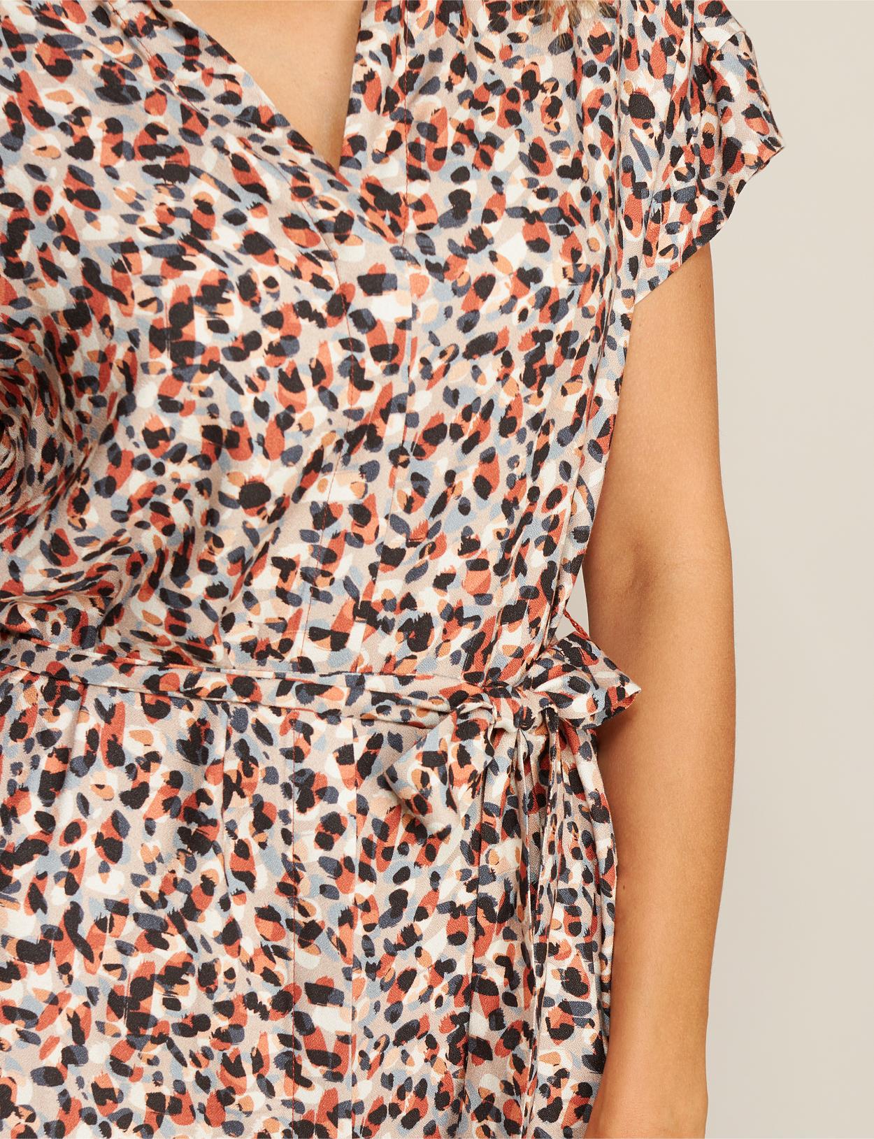 Short Sleeve Viscose Dress In Multi - Multi