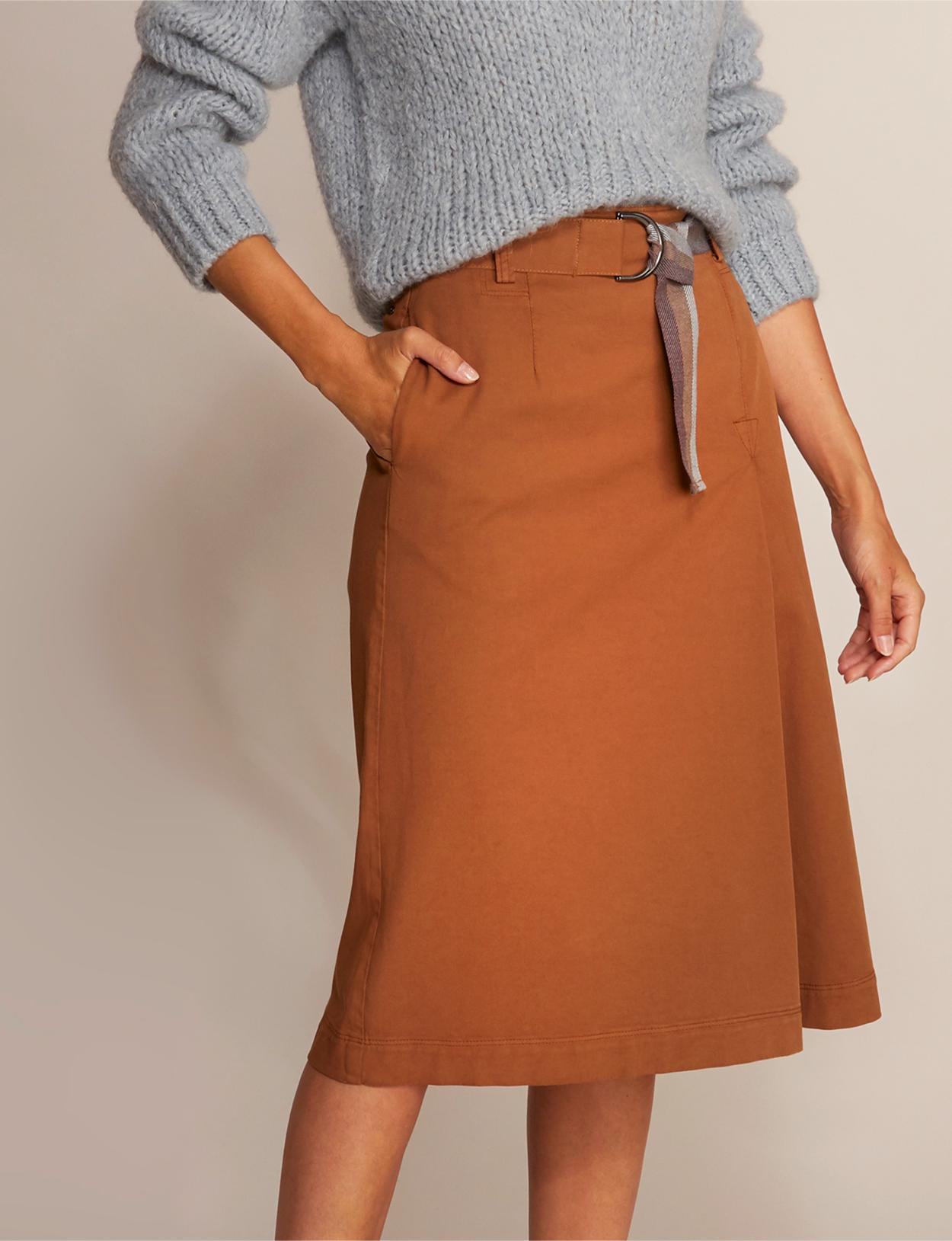 High Waist Midi Skirt In Brown - Marron