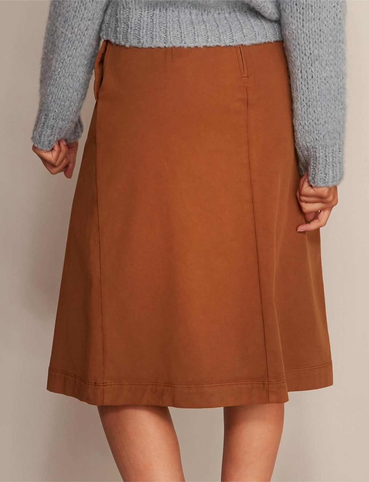 High Waist Midi Skirt In Brown - Bruin