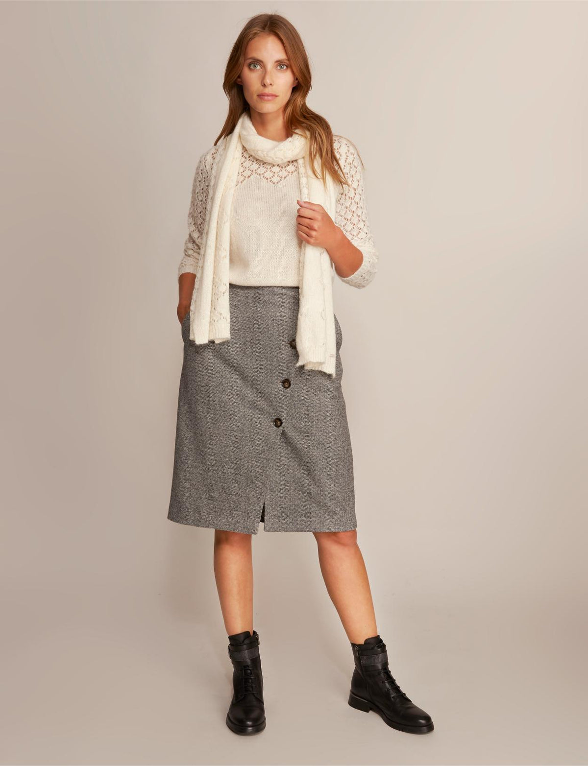 Asymmetric Midi Skirt In Brown - Bruin