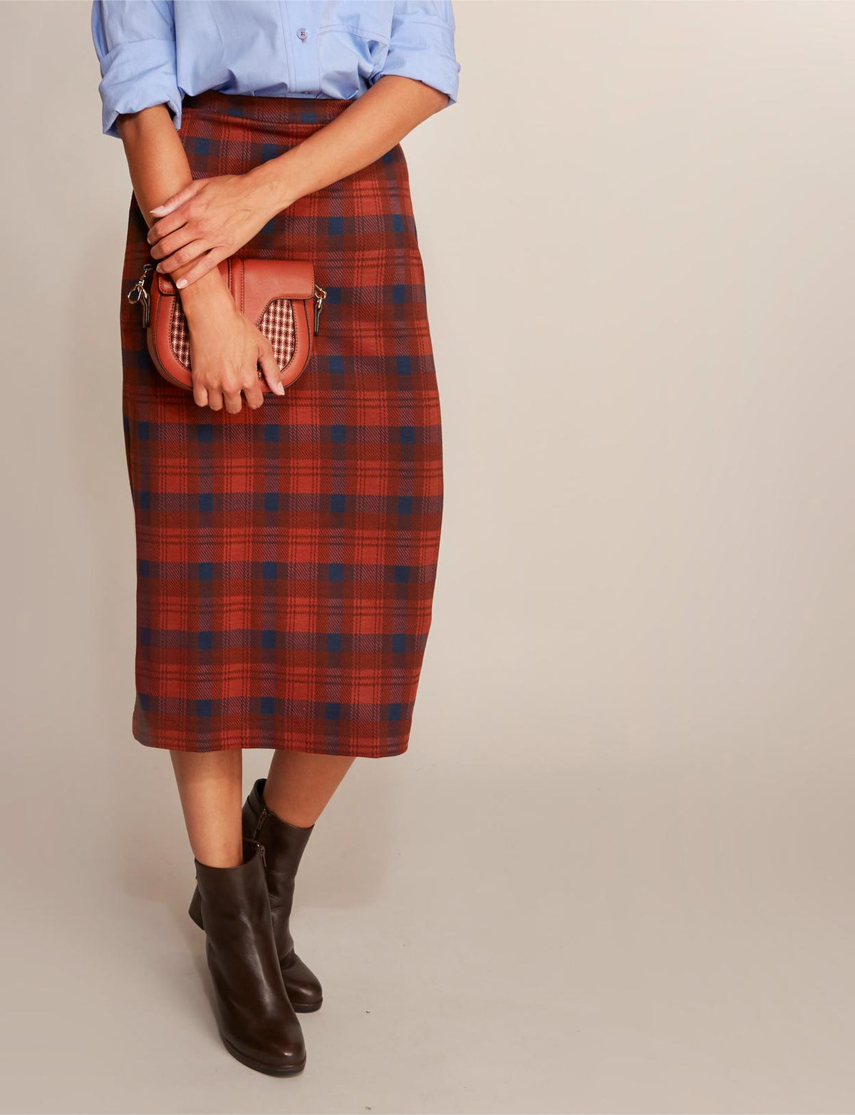 Jaquard Midi Skirt In Orange - Oranje