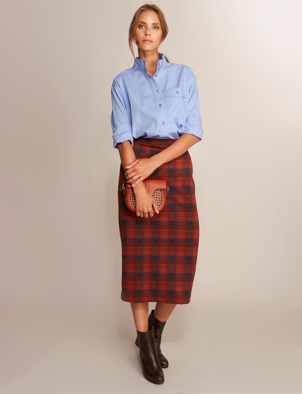 Jaquard Midi Skirt In Orange - Oranje