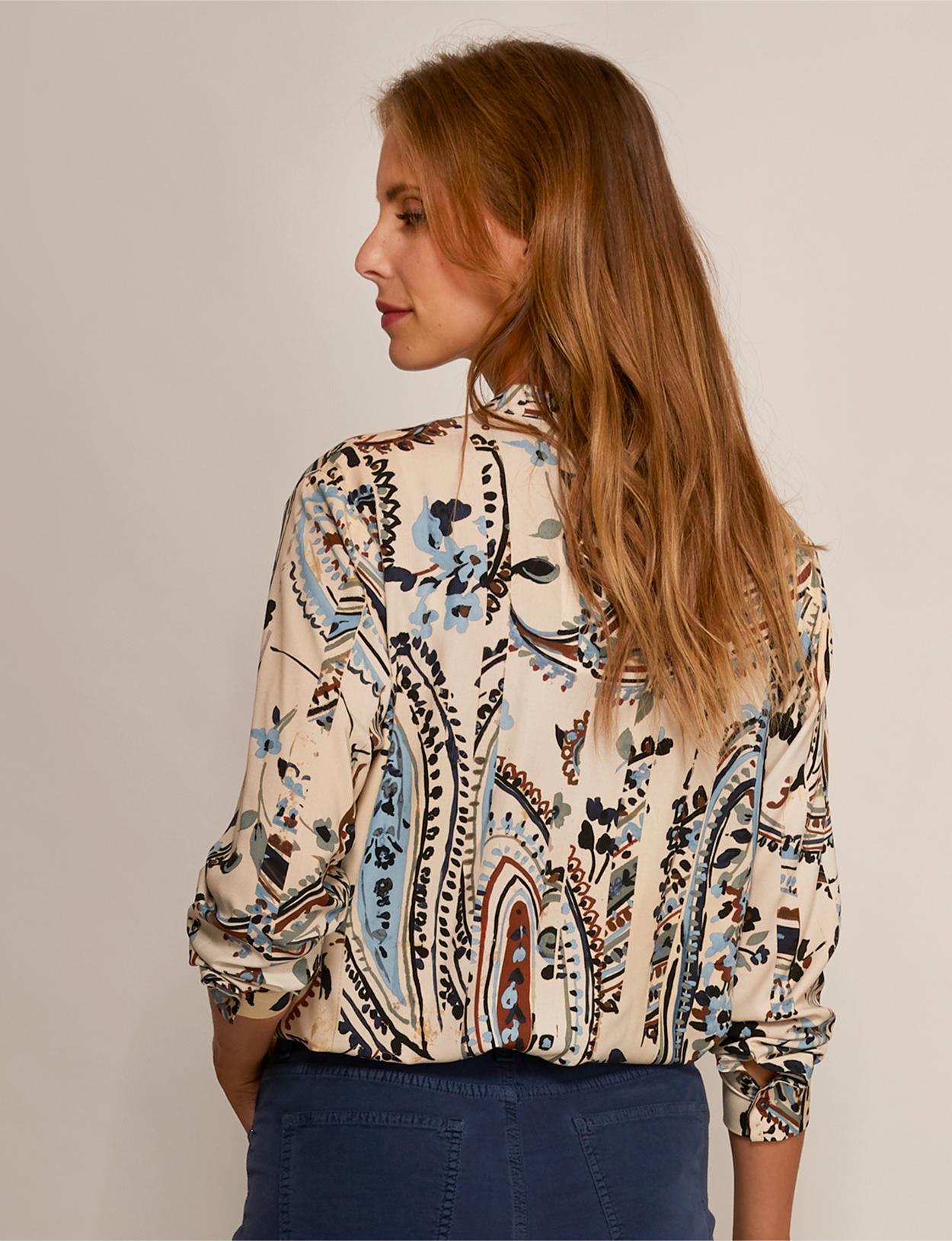 Viscose Popover Shirt In Multi - Meervoudig