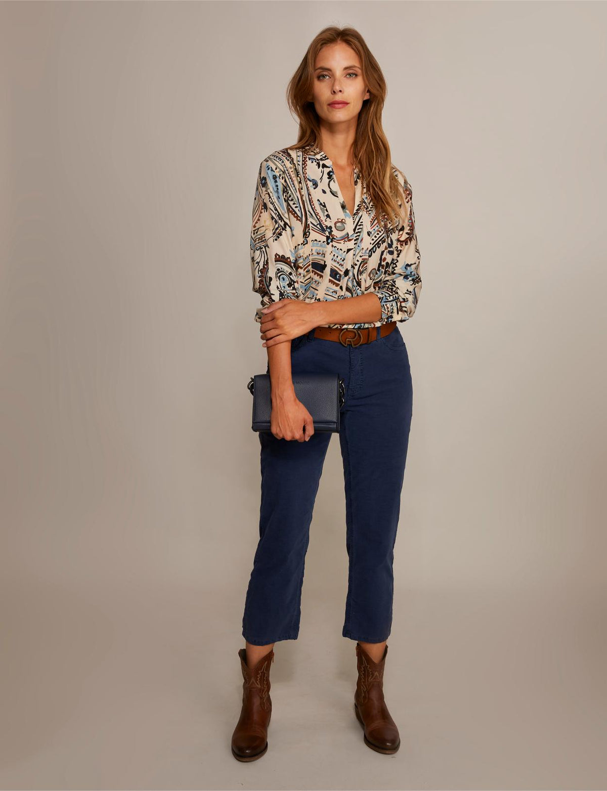 Viscose Popover Shirt In Multi - Meervoudig