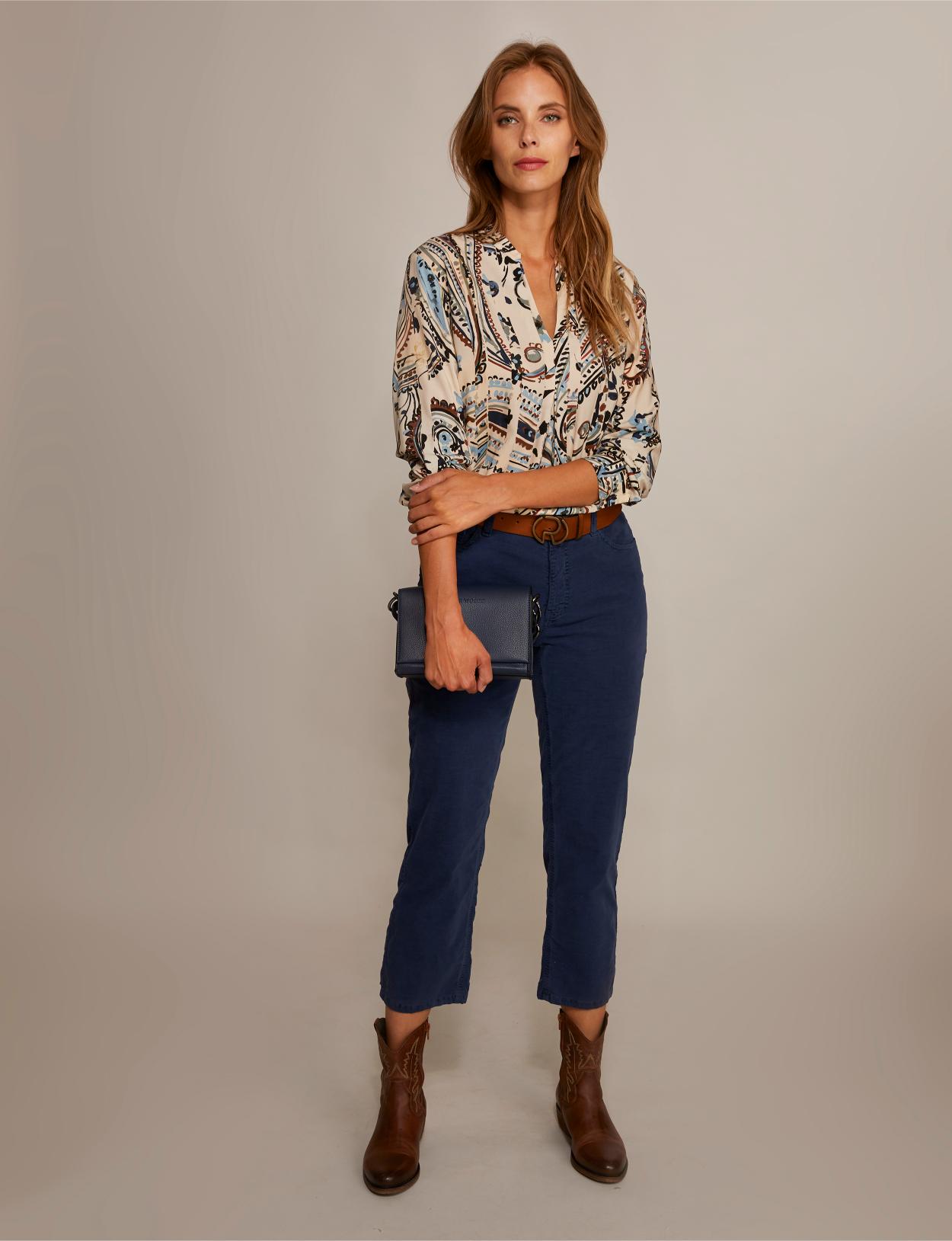 Viscose Popover Shirt In Multi - Meervoudig