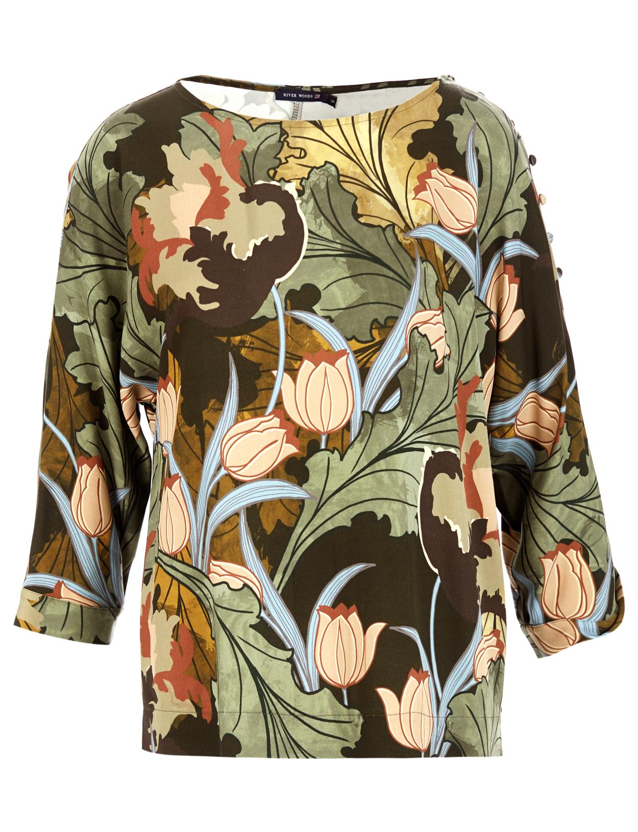 Boat Neck Viscose Shirt In Green - Groen