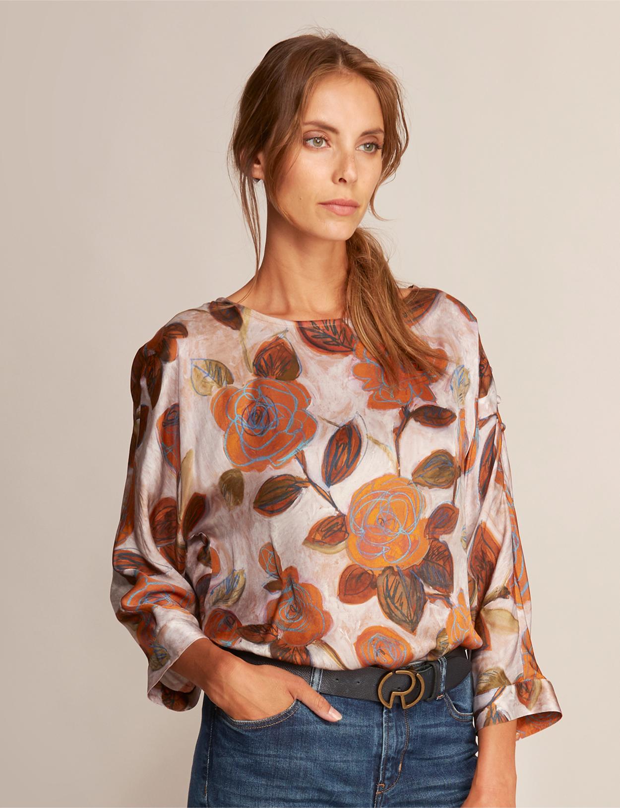 Boat Neck Viscose Shirt In Brown - Bruin
