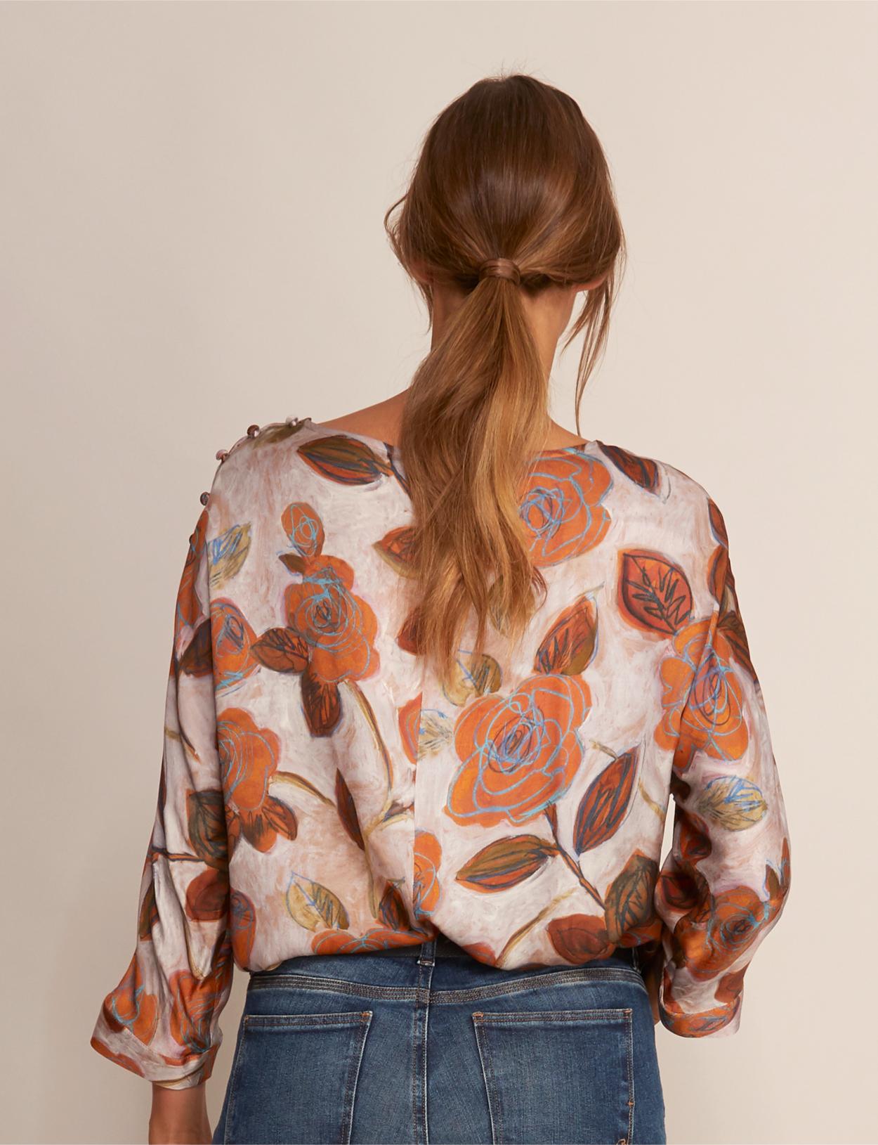 Boat Neck Viscose Shirt In Brown - Bruin