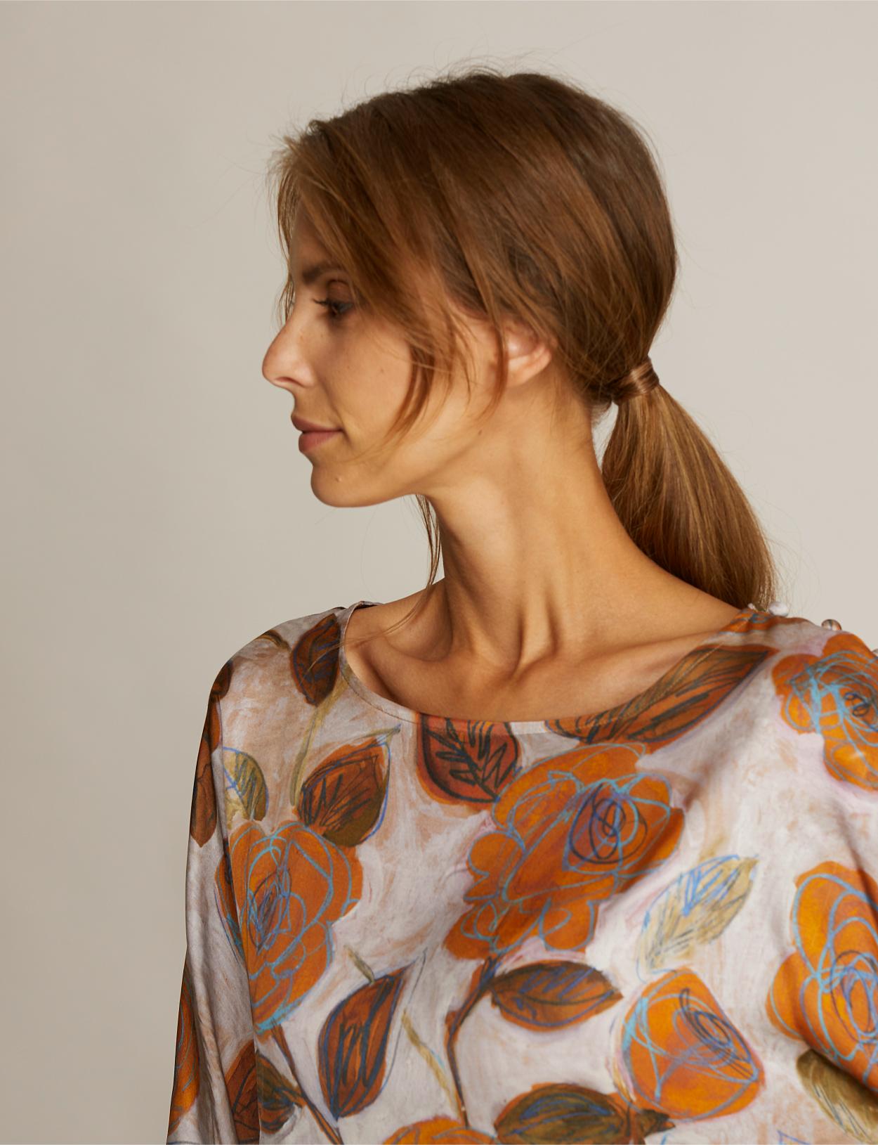 Boat Neck Viscose Shirt In Brown - Bruin