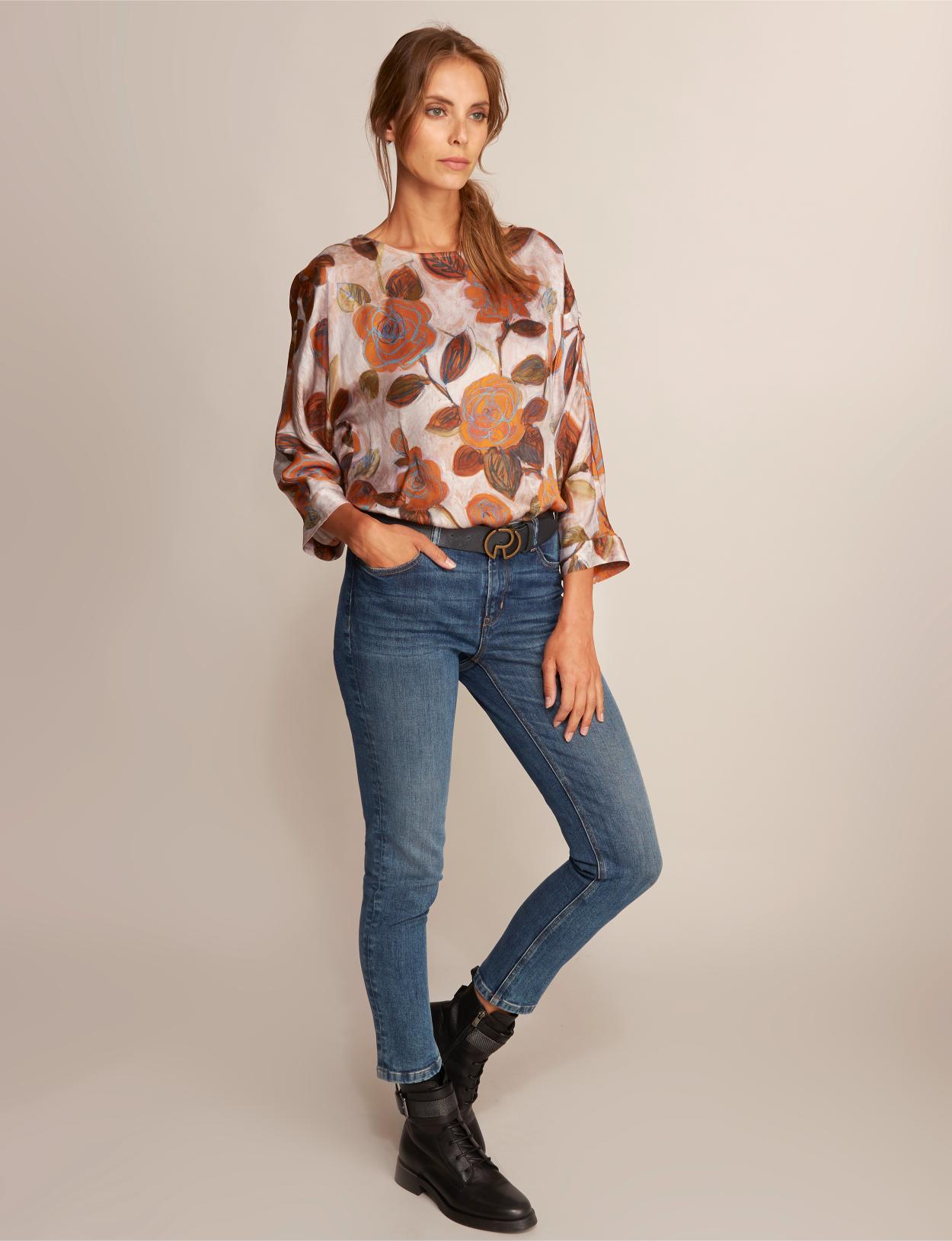 Boat Neck Viscose Shirt In Brown - Bruin