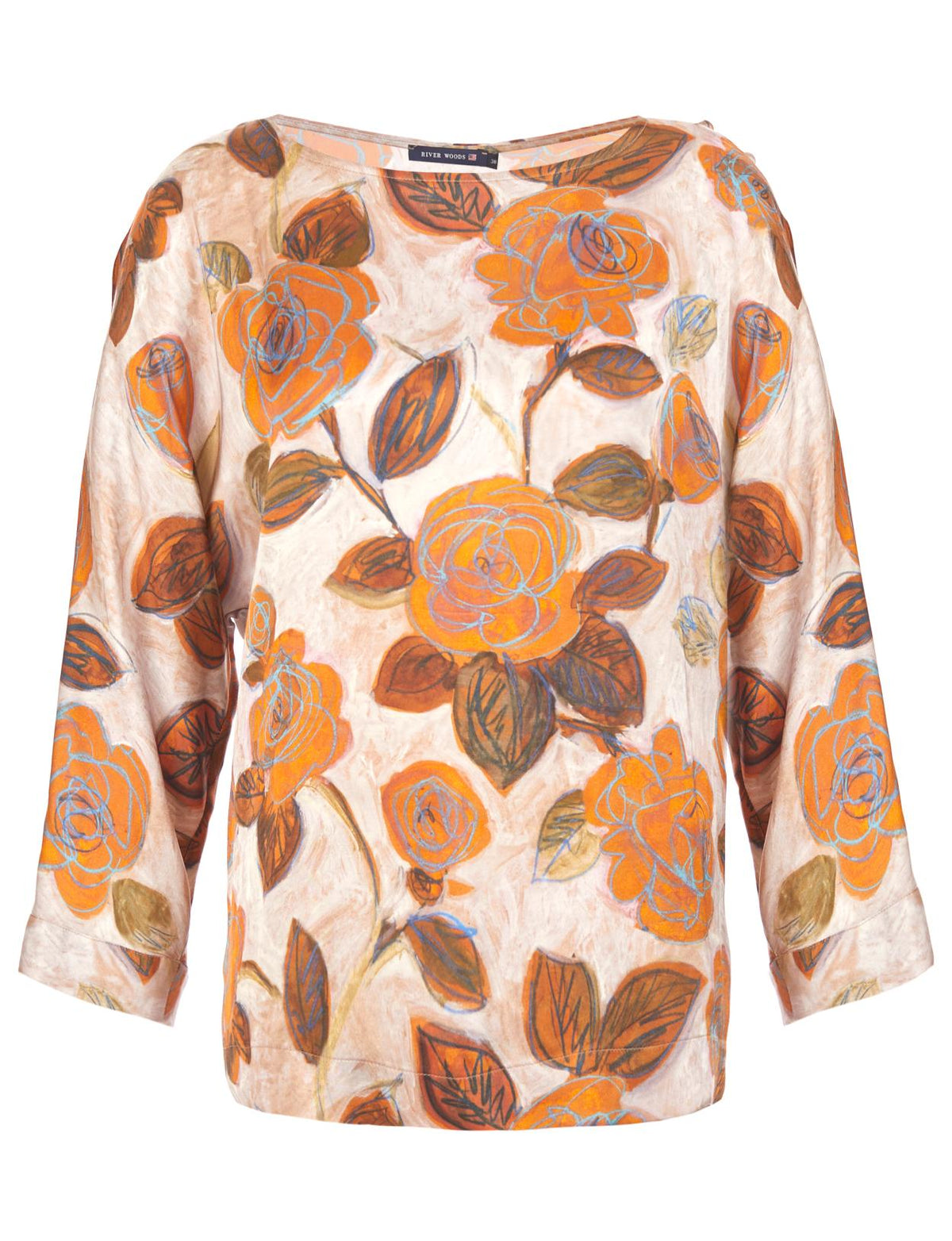 Boat Neck Viscose Shirt In Brown - Marron