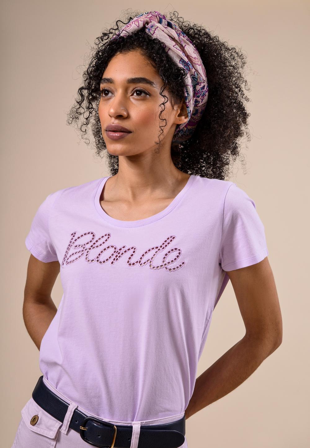 Basic Cotton Round Neck T-Shirt In Purple - Paars