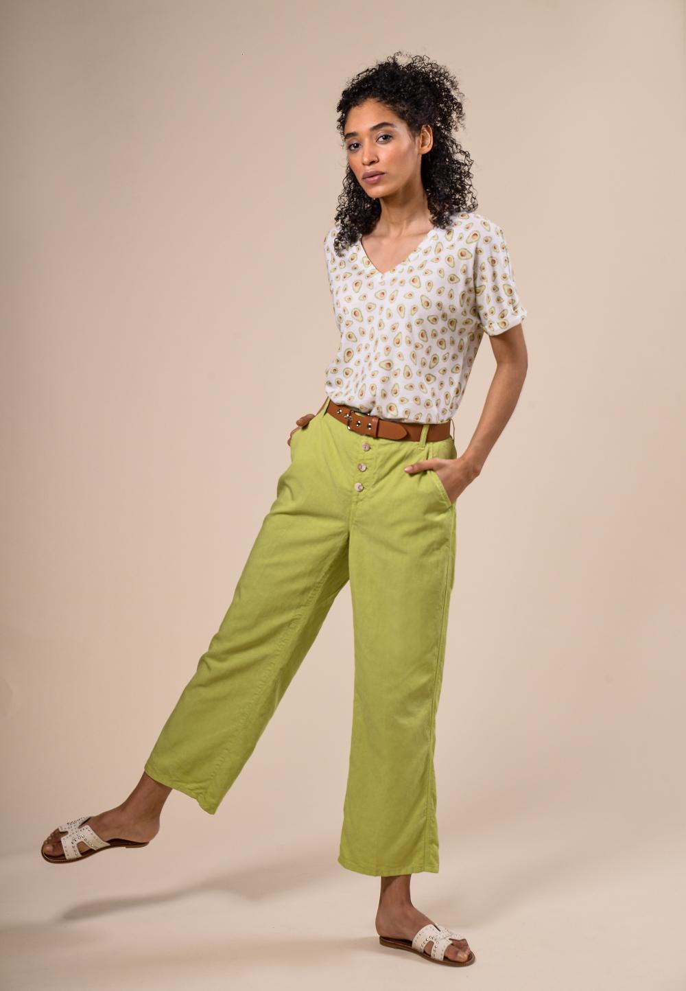 Wide Pleated Pants In Green - Vert