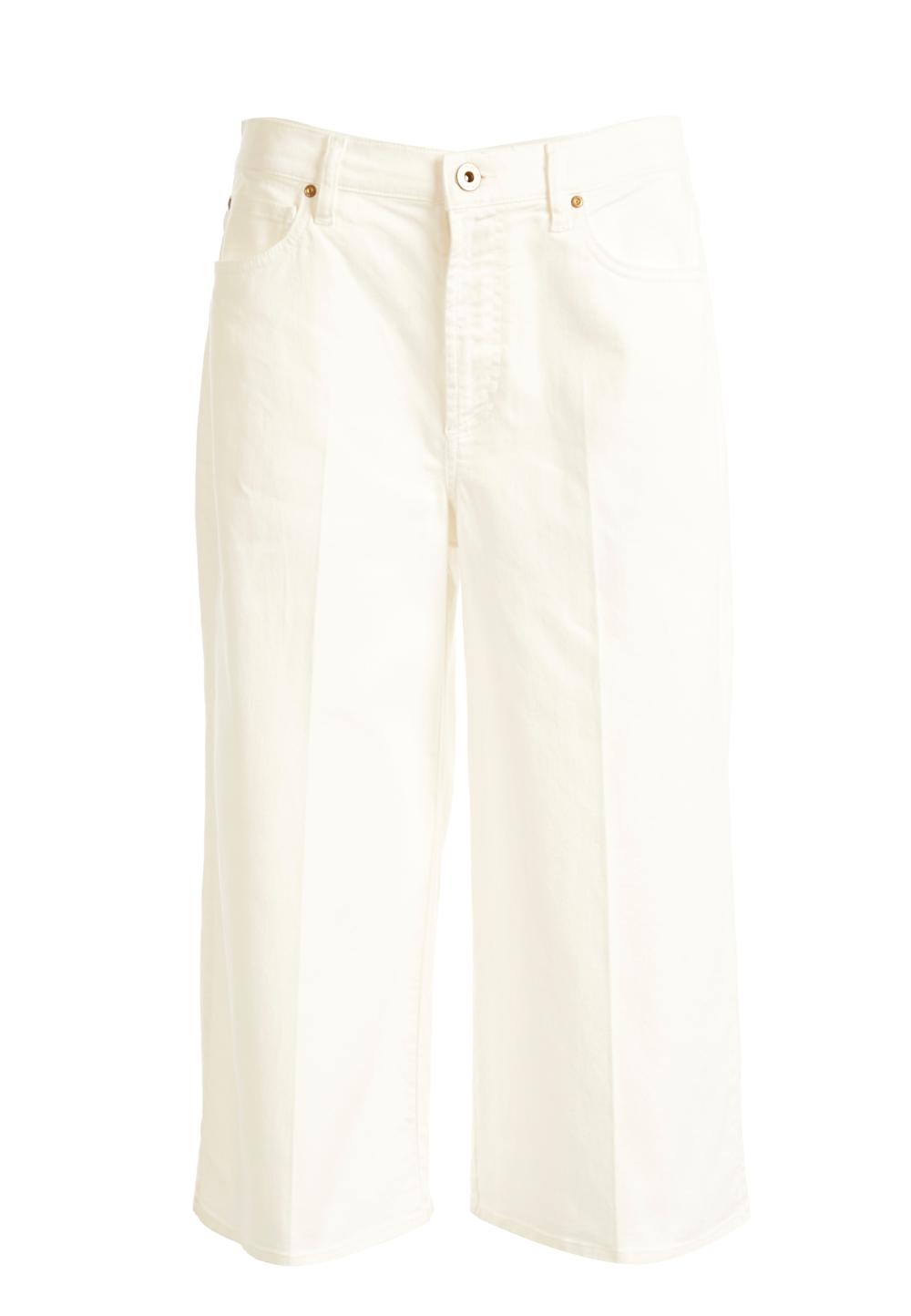 Wide Off White Cotton Pants In White - Wit