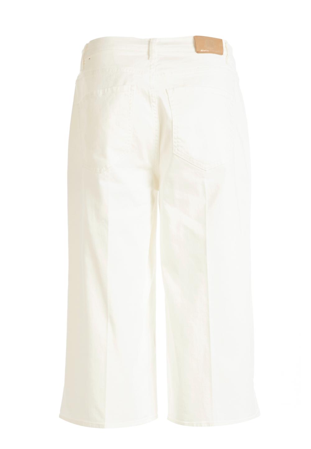 Wide Off White Cotton Pants In White - Wit