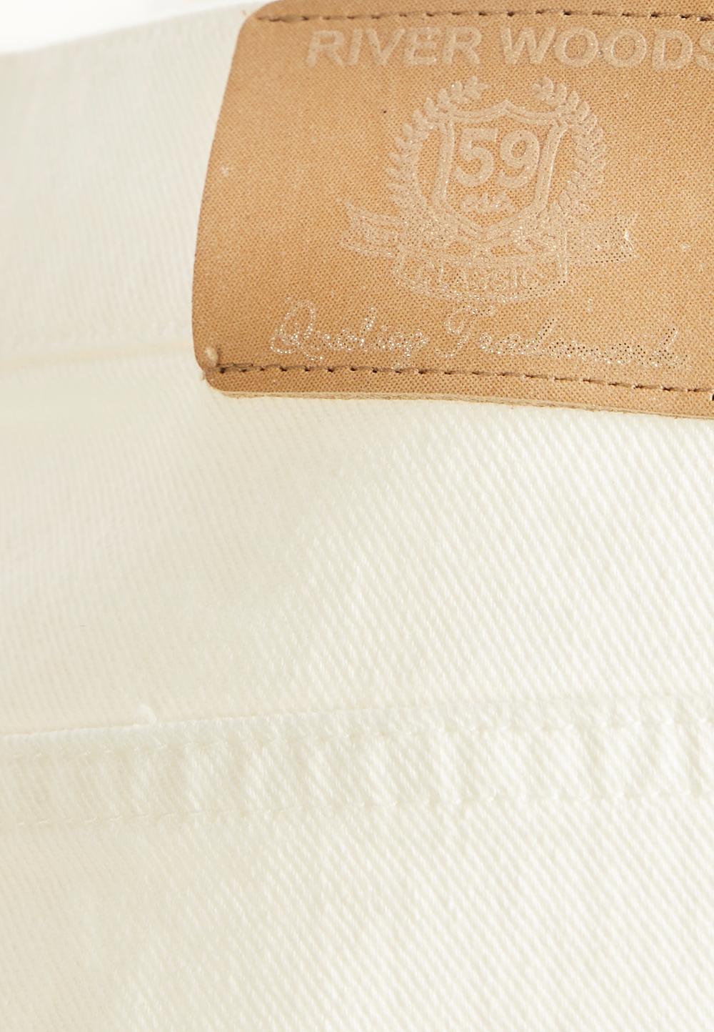 Wide Off White Cotton Pants In White - Wit